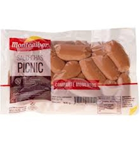 Salchicha cocida de pollo picnic AHUMADA (pack 0,400 kg. aprox.)