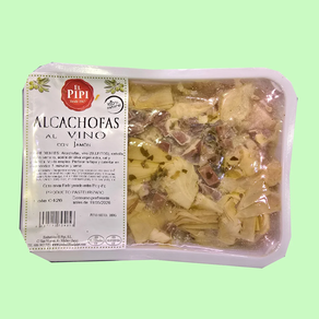 Alcachofas al vino con jamón