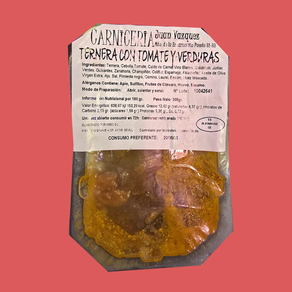 Ternera con tomate y verduras